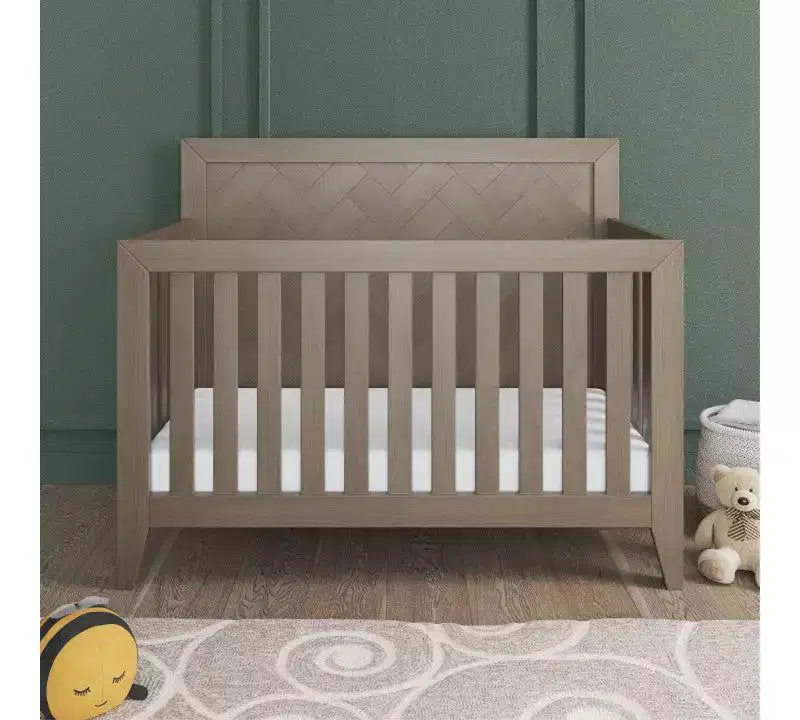 Child Craft Kieran 4-in-1 Convertible Crib, Double Dresser, Chest, and Nightstand 4-Piece Nursery Set