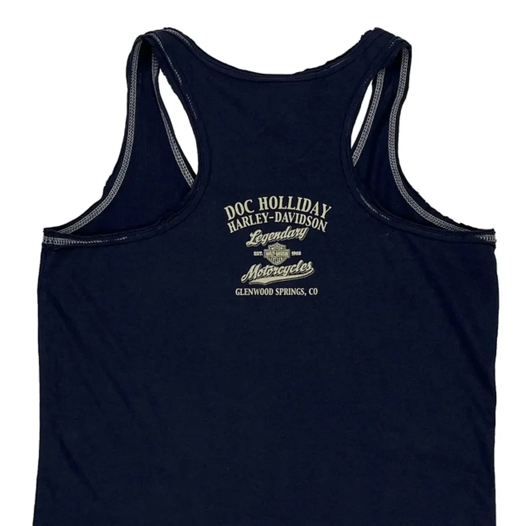 Women's Navy Cotton Sleeveless Vest Regular Fit Round Neck Small