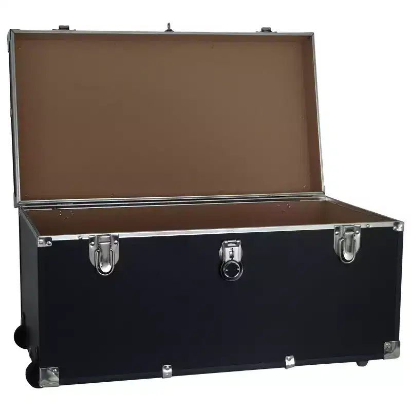 Seward Trunk 31" No Line Wheels Black: Universal Storage Footlocker Trunk with Wheels, 200 lb Capacity, 4.29 Volume