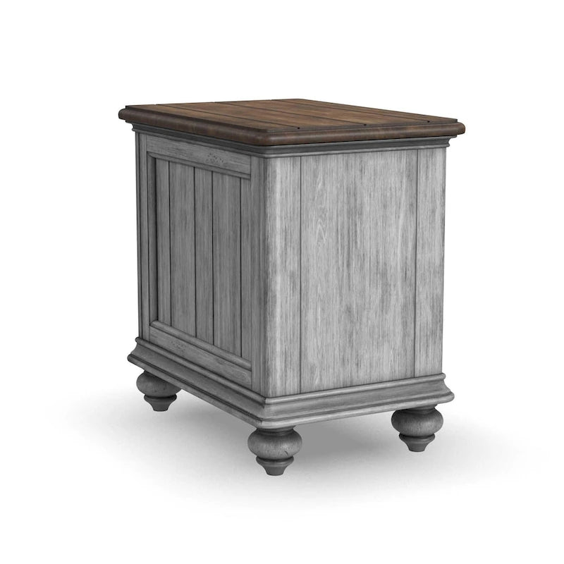 Brown Wood Chairside Table with Single Drawer