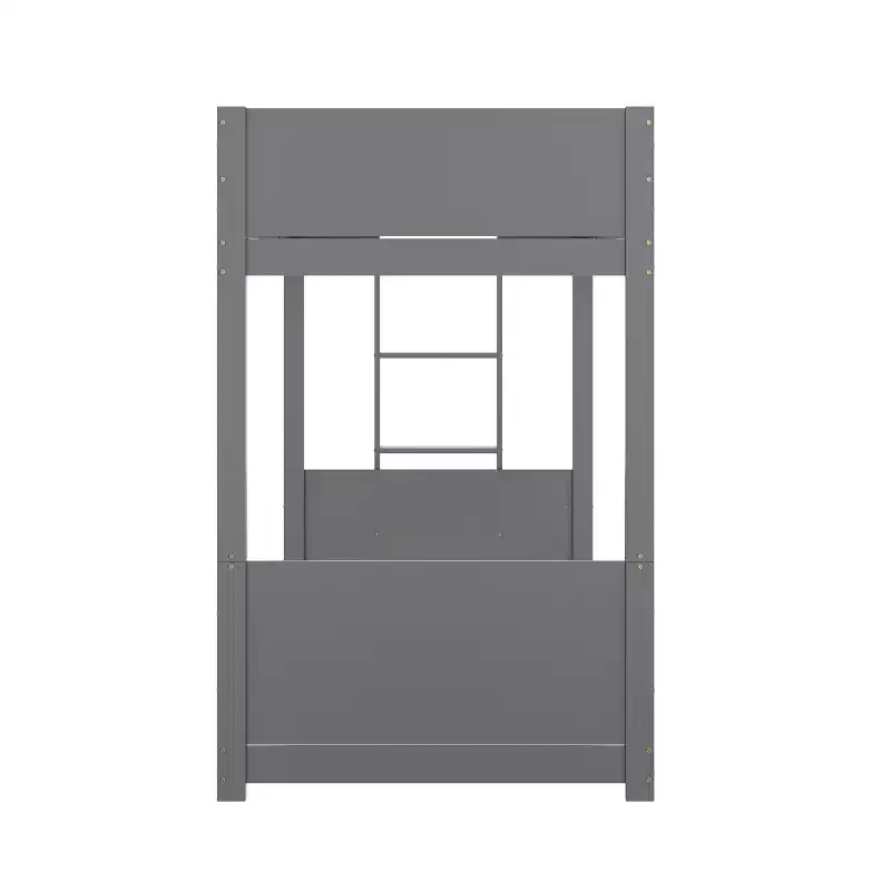 Emma and Oliver Kids Bunk Bed with Convertible, Solid Wood Frame and Easy-to-Climb Ladder with No Box Spring Required