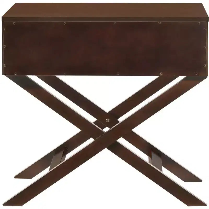 X Frame 1-Drawer Nightstand with Textured Drawer Front