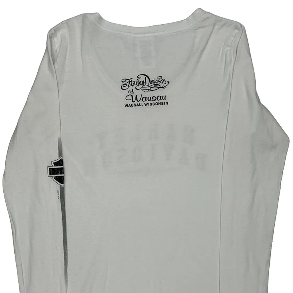 Women's White Cotton Long Sleeve T-Shirt Regular Fit Round Neck