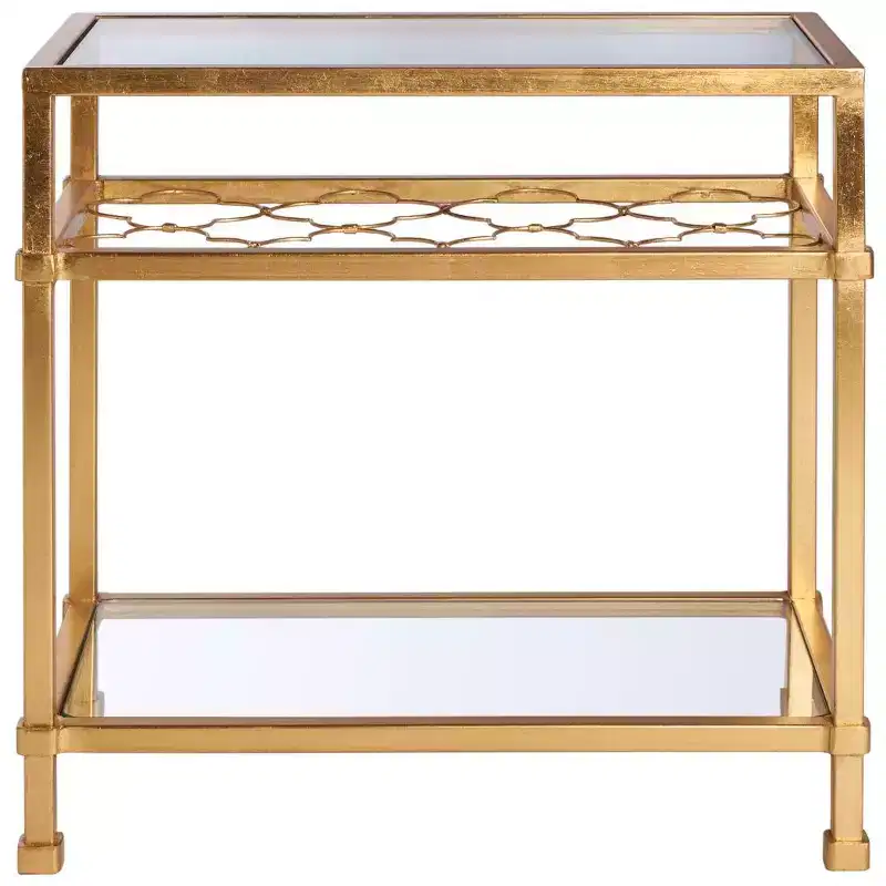 Hanzel Gold Leaf Glass Side Table - AMH8312 - Safavieh Couture