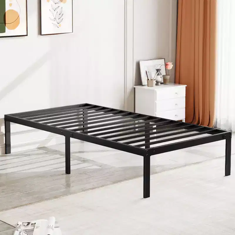 JIONJOY Black 14 Inches Height Duty Metal Platform No Box Spring Needed Bed Frame | Black