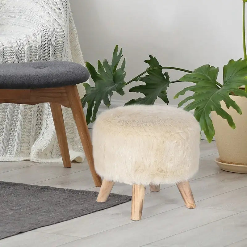 Modern Round Padded Upholstered Ottoman Footrest Stool