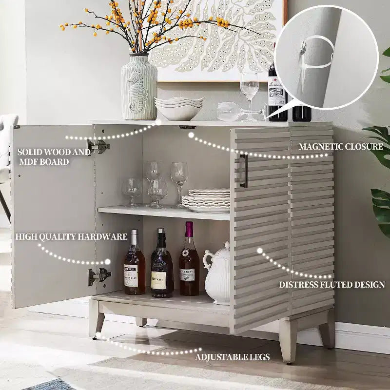 Wood Buffet Cabinet with Storage, 36 W Accent Cabinet with 2 Doors and 2 Shelves-FARATI