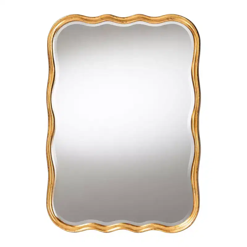 Antique Goldleaf Scalloped Wood Accent Wall Mirror