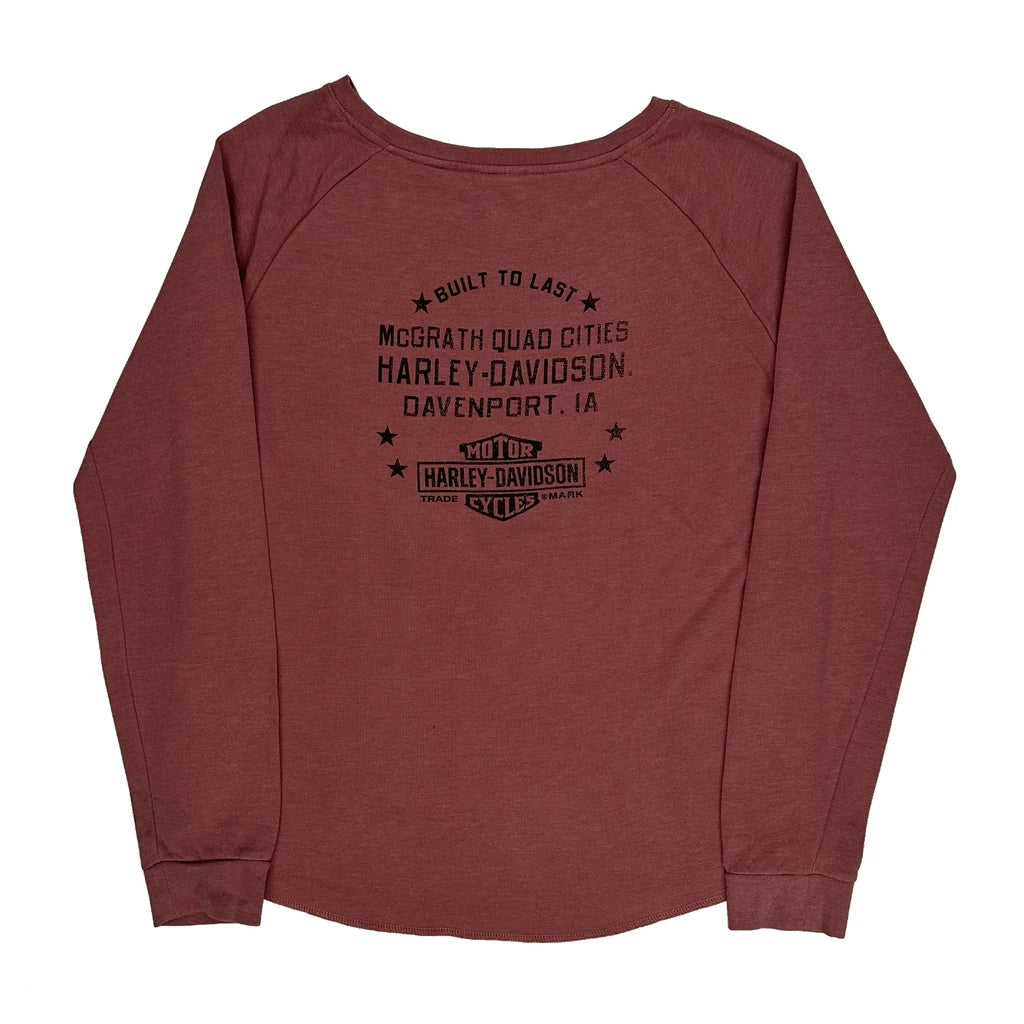 Graphic Long Sleeve T-Shirt Women's Regular Fit Round Neck Red Cotton Blend