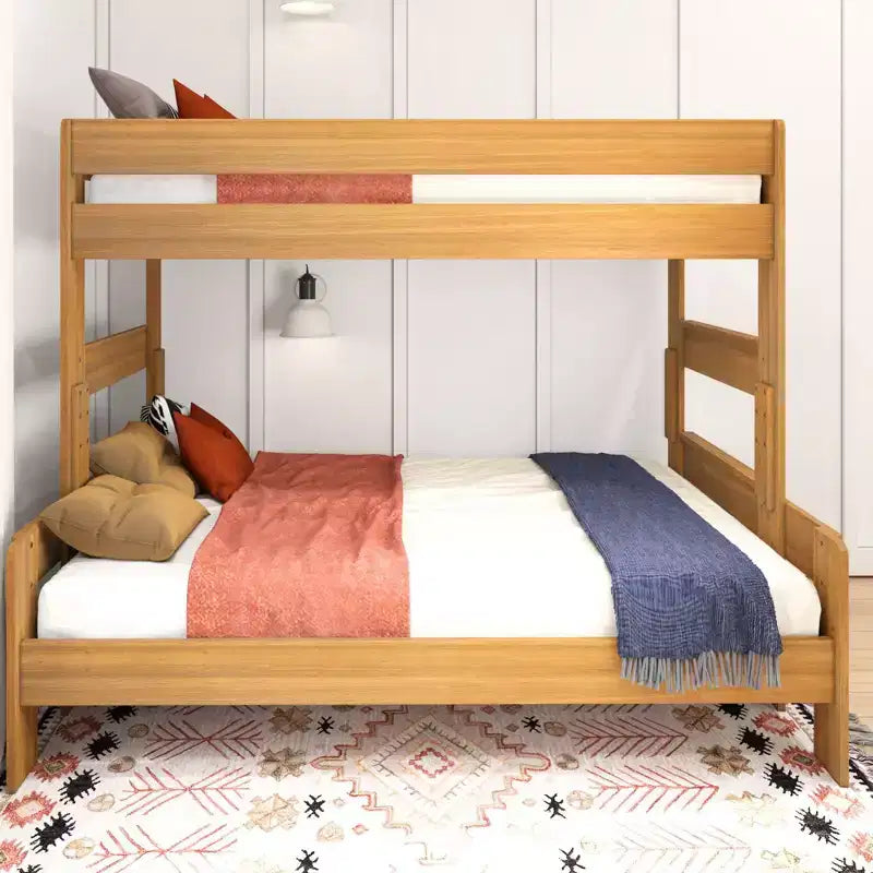 Twin over Full Bunk Bed, Modern Farmhouse Solid Wood for Kids