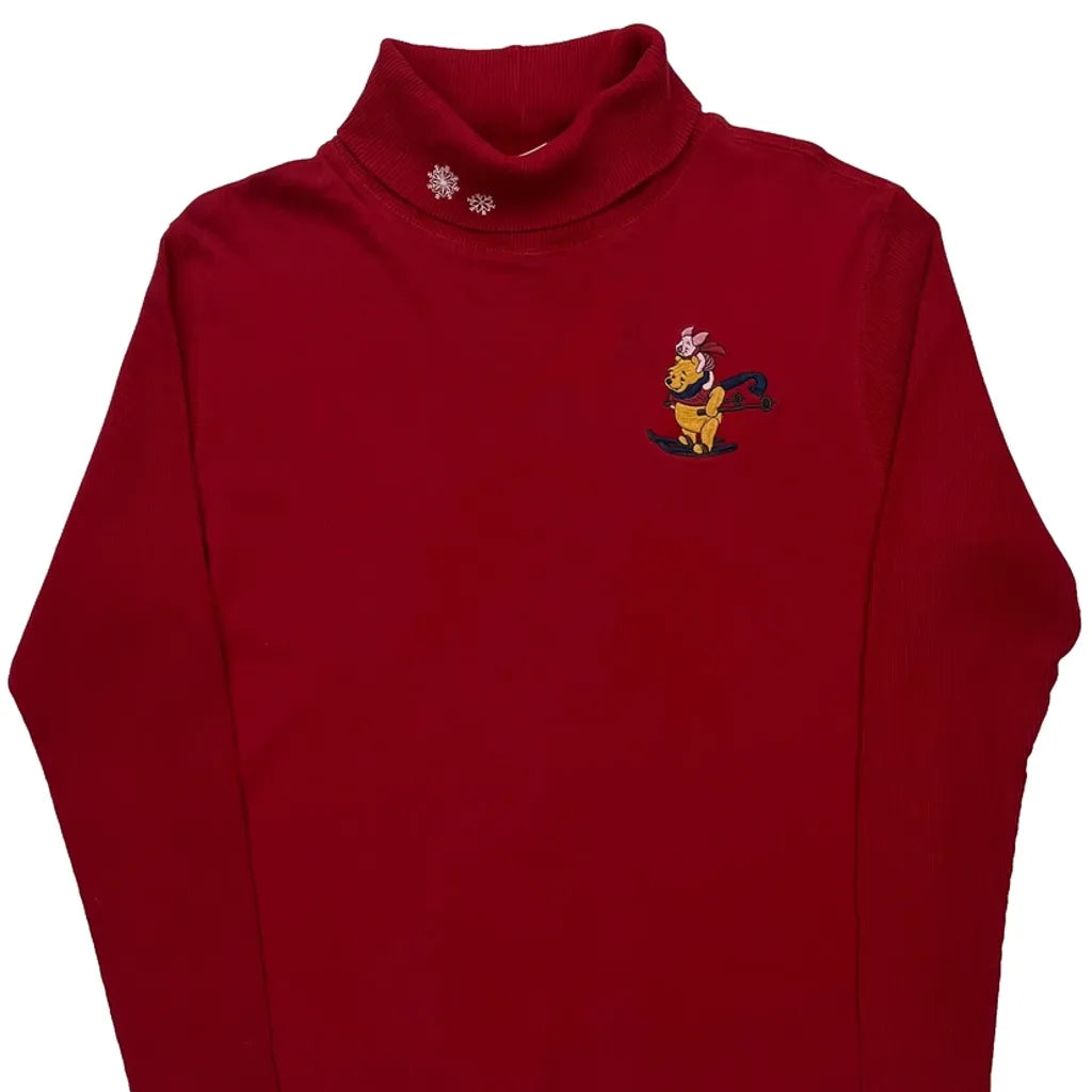 Winnie The Pooh Long Sleeve T-Shirt Women's Red Turtleneck Large