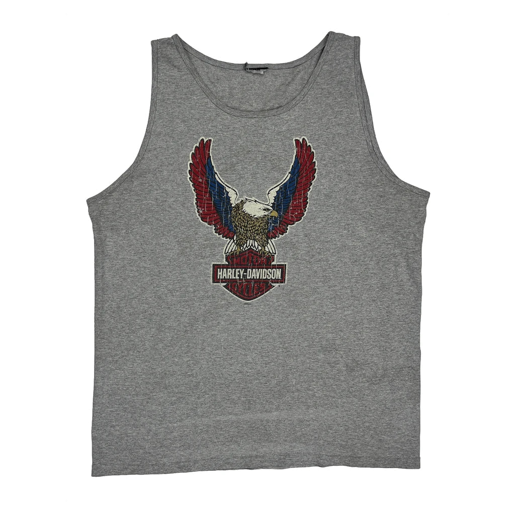 Men's Eagle Graphic Sleeveless Vest Large Grey Cotton Casual Tank Top