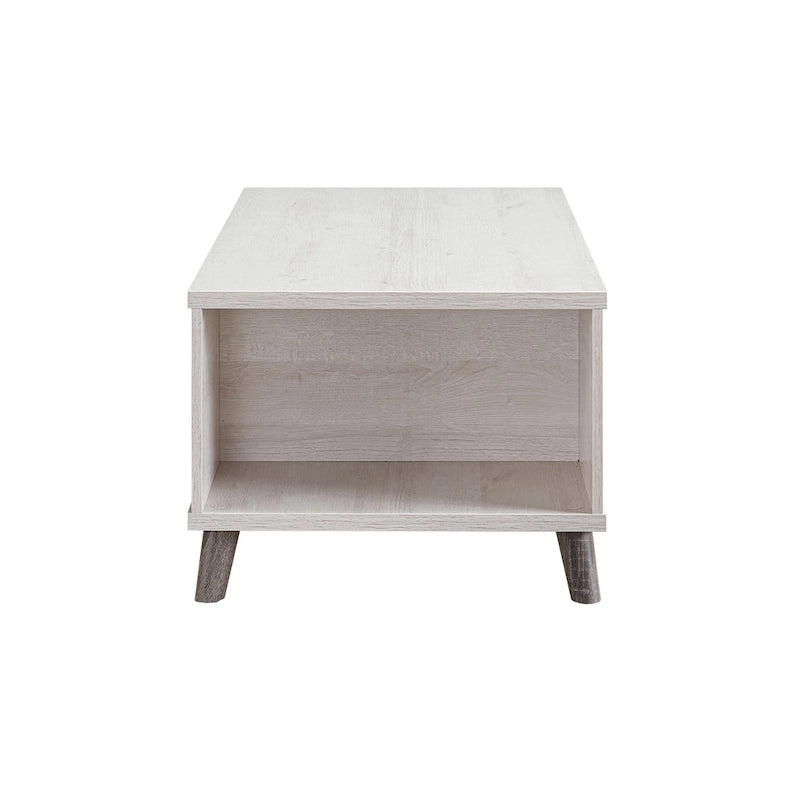 47 Mid-Century Modern Coffee Table with Shelves & Drawer