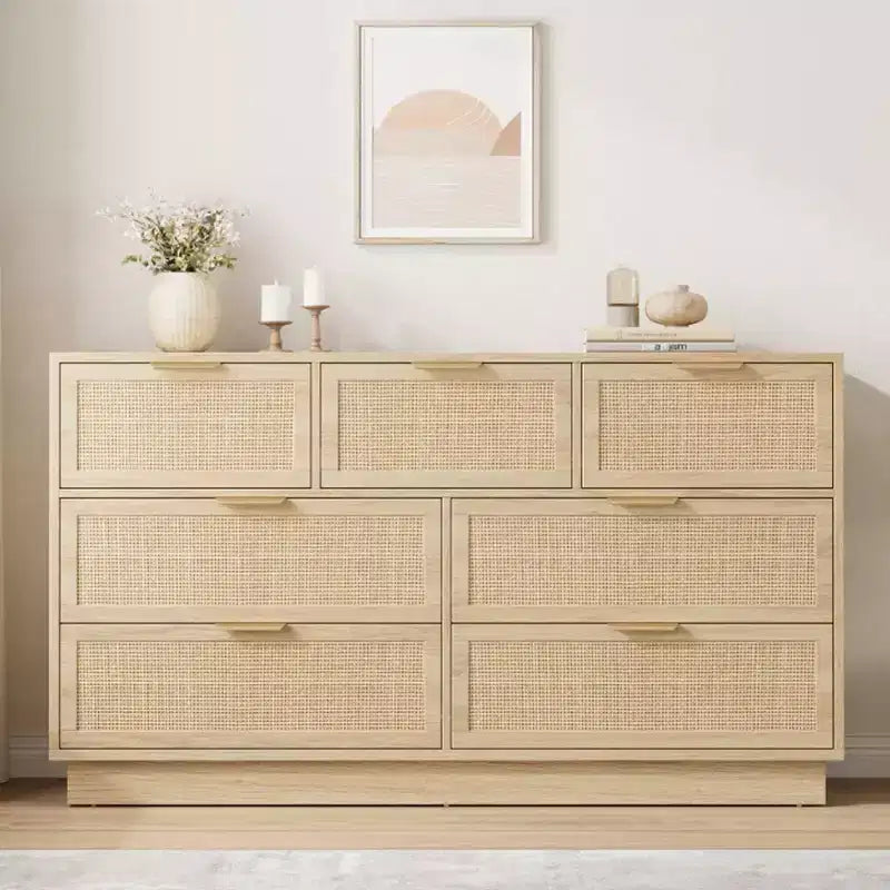 Rattan 7-Drawer Dresser - 55