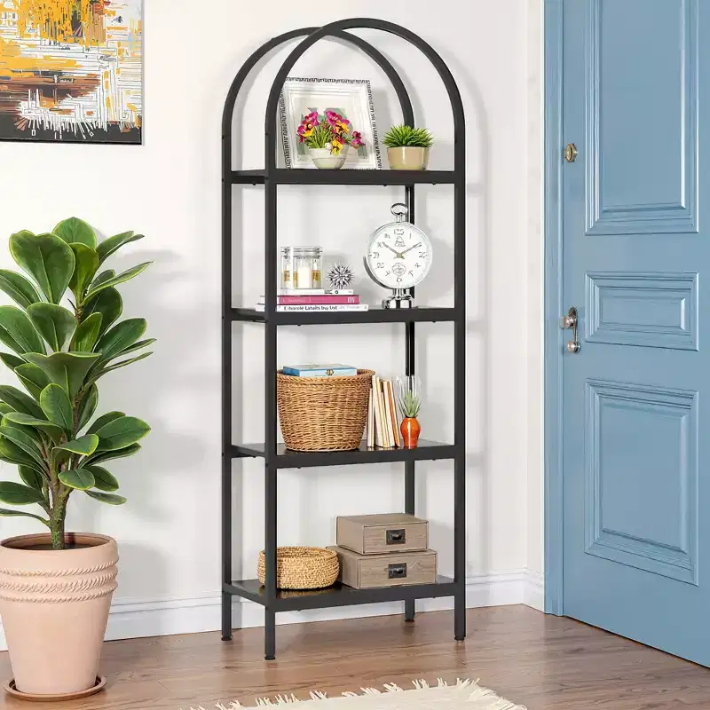 4-Tier Wooden Open Shelf Bookcase for Books, Plants & Decor