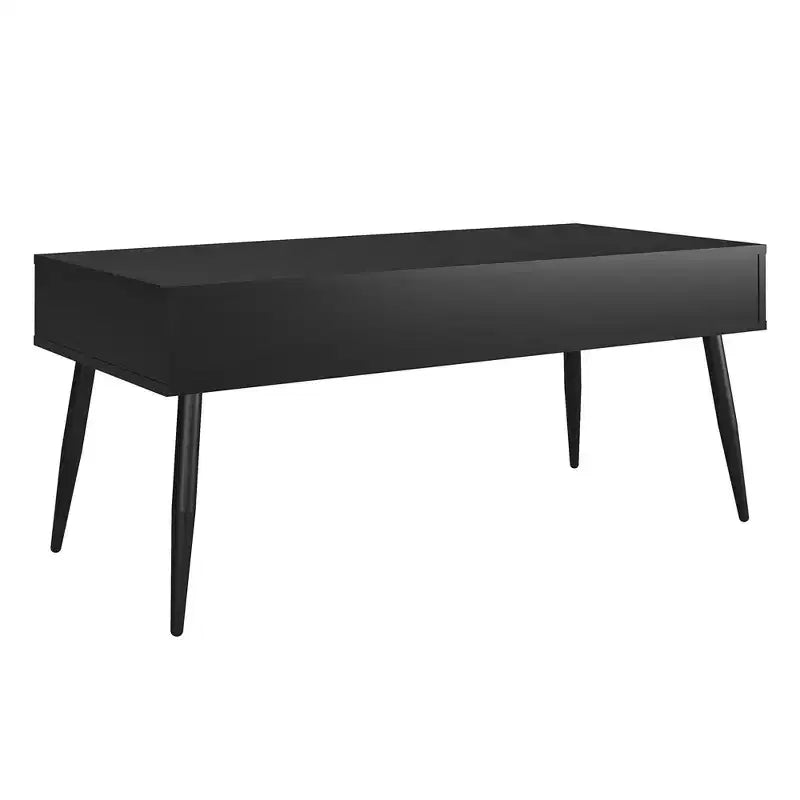 Rectangular Coffee Table with Drawer and Open Cubby, Black