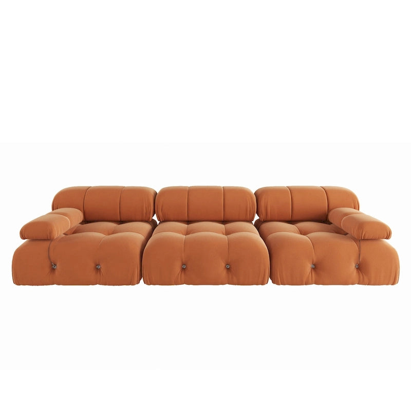 Velvet 3-Seater Sofa with Solid Wood Frame and Pocket Coil Springs