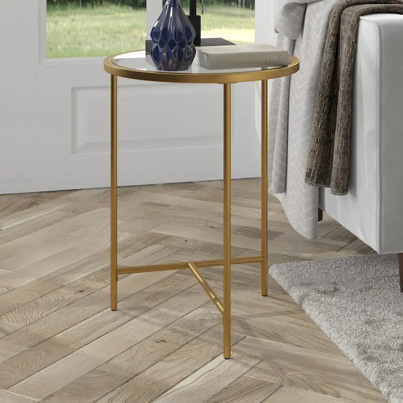 18 Round Side Table with Glass Top