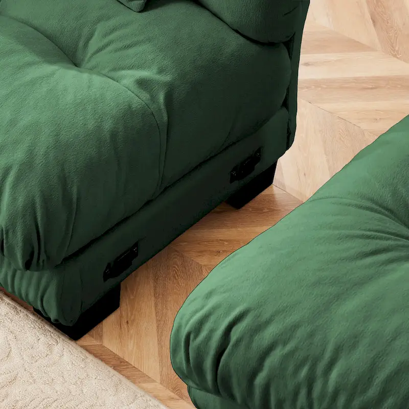 L Shaped Loveseat Sofa Chenille Sectional Couch with Lumbar Pillows
