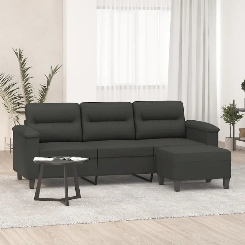 Modern Accent Upholstered Chair with Footstool Microfiber Fabric