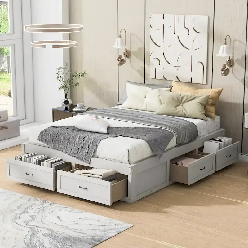 Reclaimed Wood Peking Ming Coffee Table, Small, 55 Inch Long, Weathered White Wash