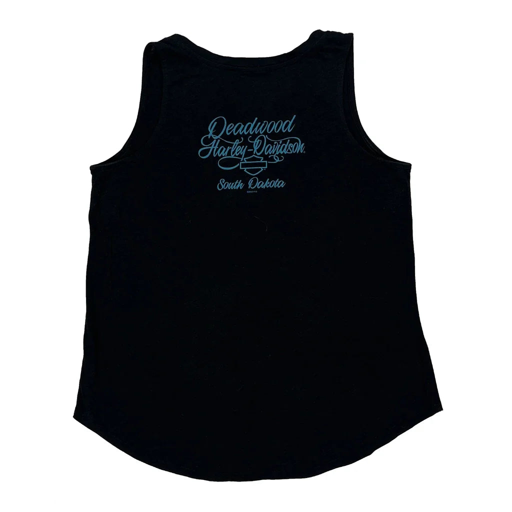 Women's Sleeveless Graphic Print Cotton Vest in Black Medium