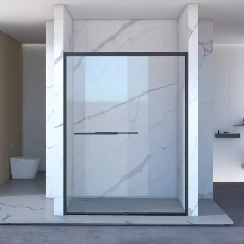 MAYEERTY 56-60 W x70 H Aluminum Frame Double Sliding Shower Door, Bypass Bathroom Sliding Door with Premium Tempered Glass, Matte Black Finished