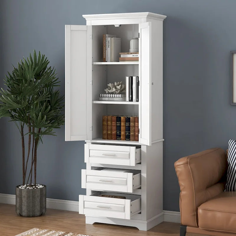 24 x 15.7 x 70 Freestanding Bathroom Cabinet with 3 Drawers