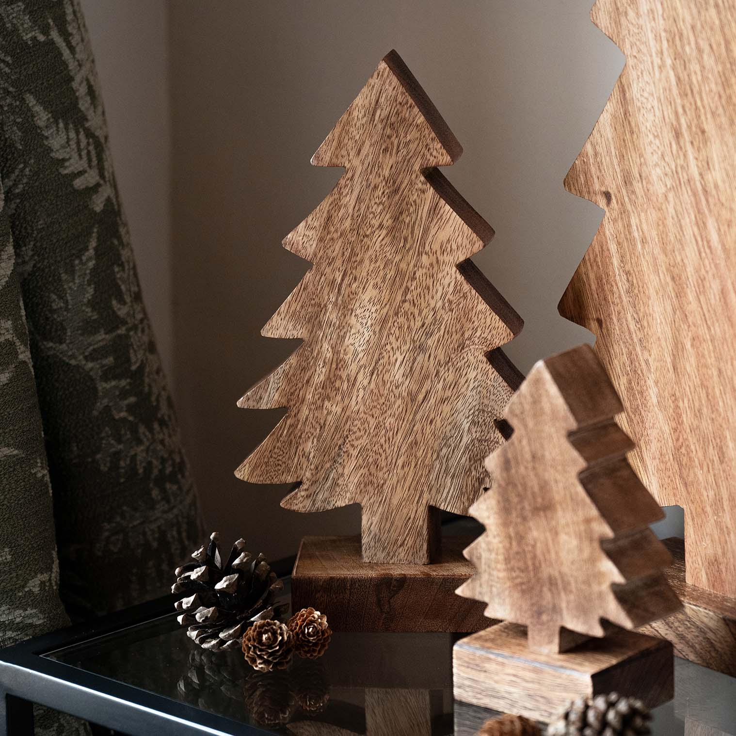 Carved Mango Wood Christmas Tree, Medium
