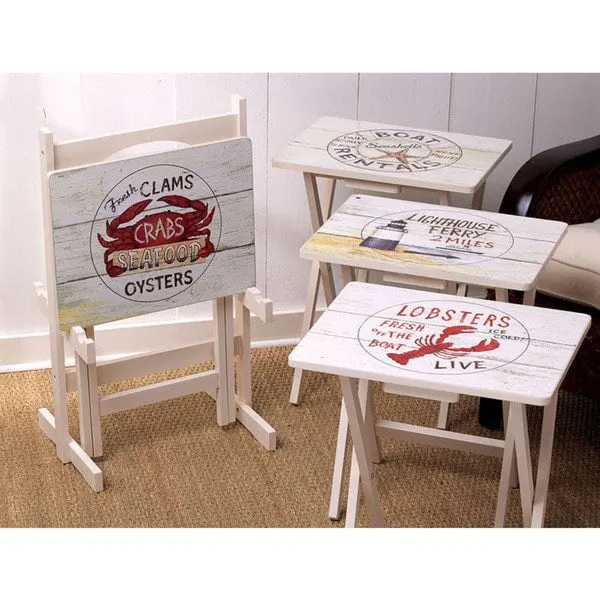 Wooden TV Tray Tables With Stand (4-Pack)