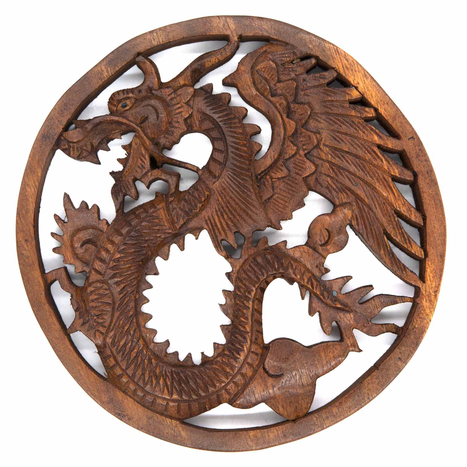 Dragon Round Wood Plaque