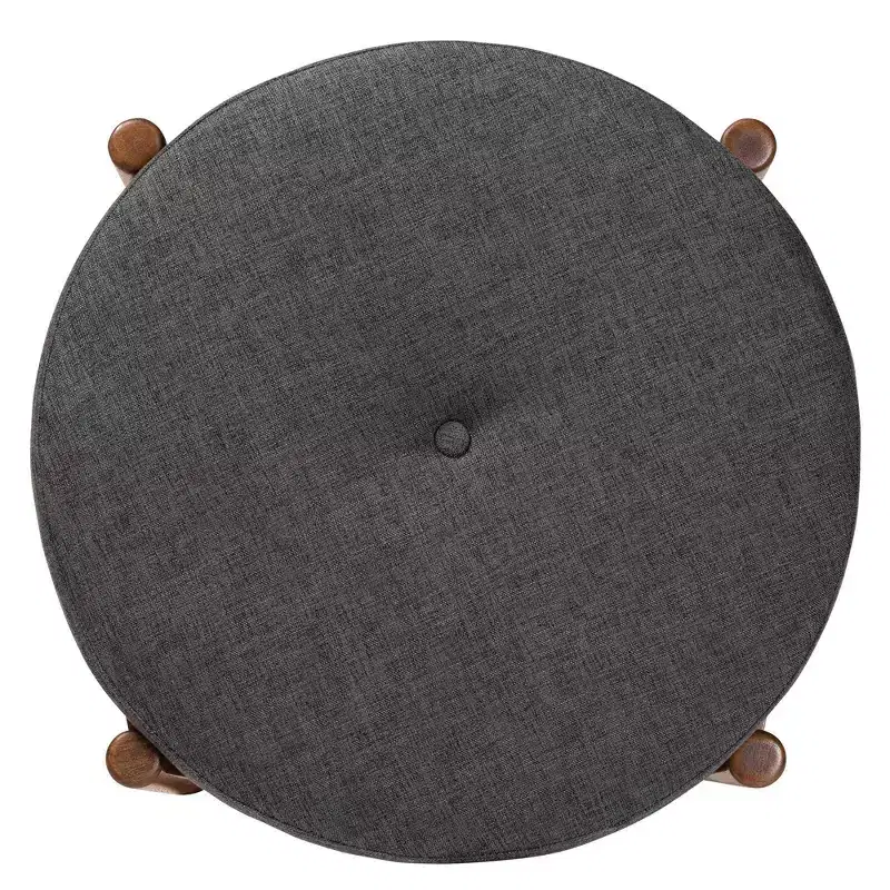 Iliana Fabric and Wood Ottoman Footstool Dark Gray/Walnut Brown - Baxton Studio