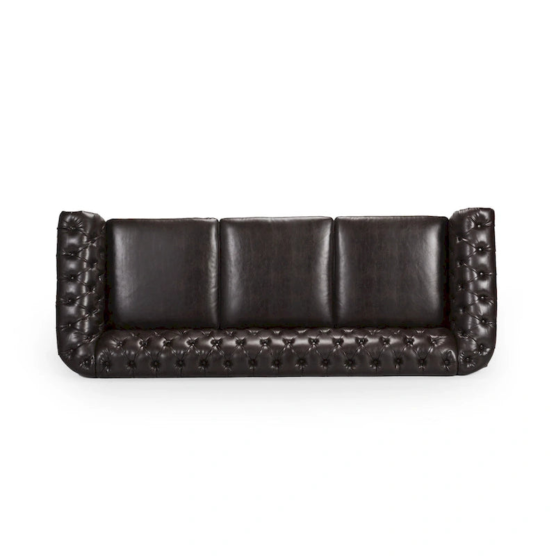 Tufted Chesterfield Faux Leather Sofa