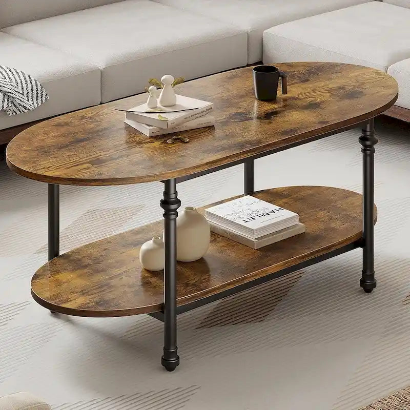Oval Coffee Table Unique Tea Table 47.2 Mid Century Cocktail Table