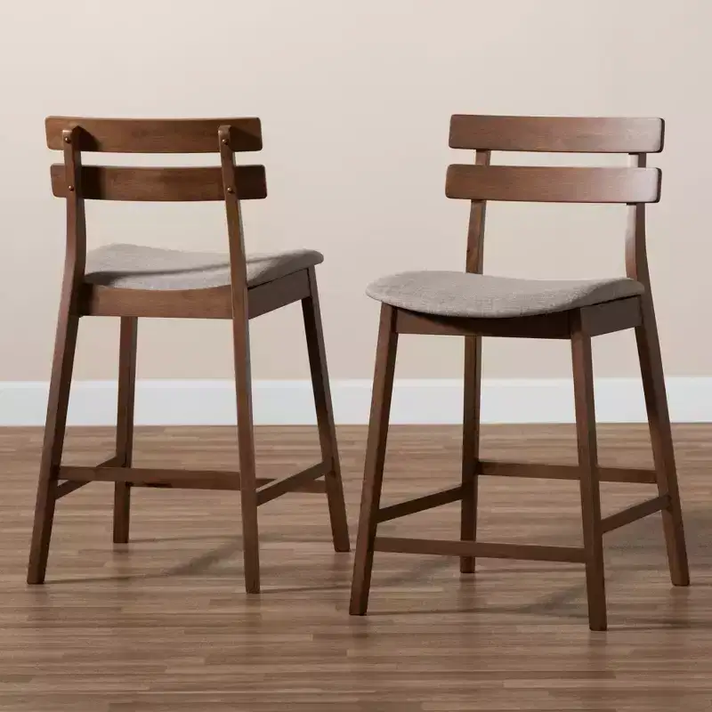 Set of 2 Larine Wood Counter Height Barstools - Baxton Studio