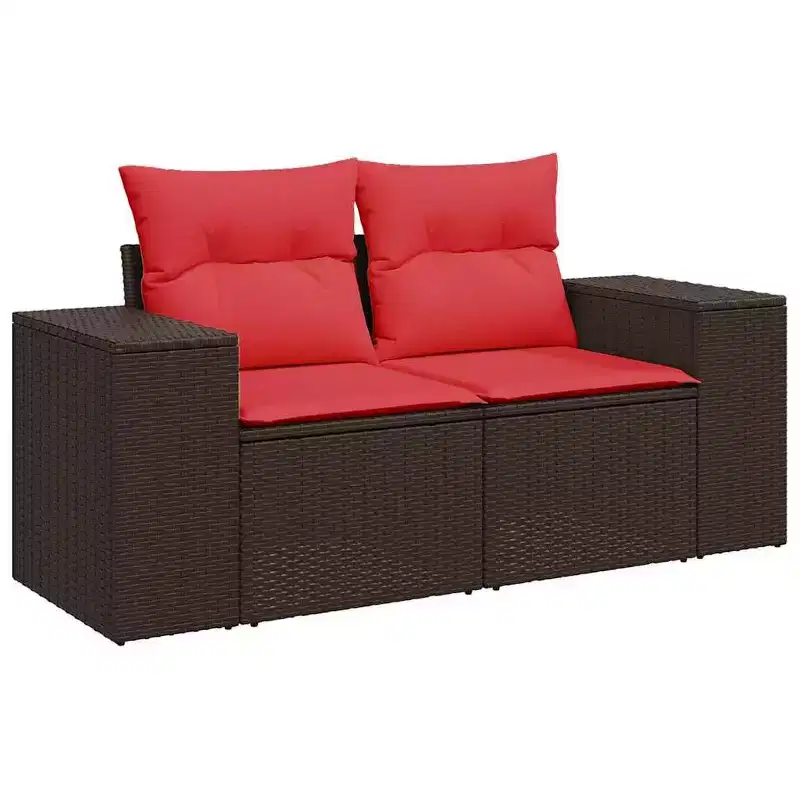 vidaXL Patio Sofa Set PE rattan, powder-coated steel, polyester