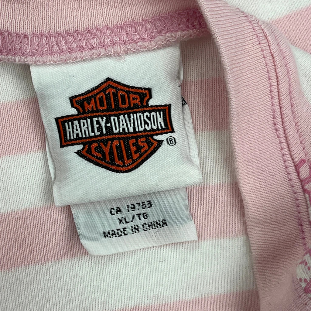 Striped Sleeveless Top XL Pink Cotton V-Neck Women