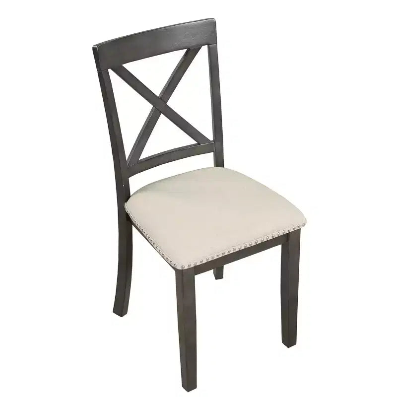 5-Piece Dining Set with Solid Wood Table and 4 Chairs, Gray