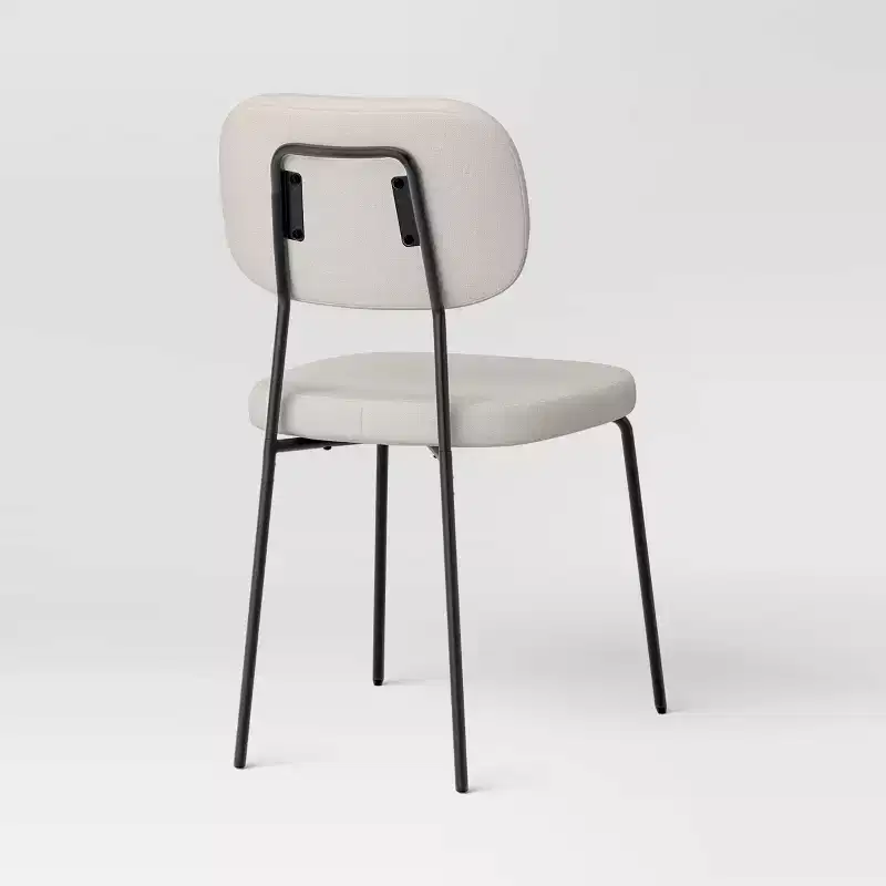 Set of 2 Upholstered with Metal Base Dining Chair Chairs Cream Boucle - Room Essentials™