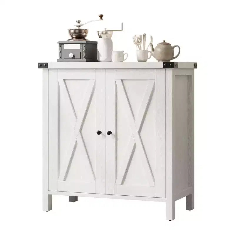Farmhouse Storage Cabinet 15.7 x 30 x 31.5, Sideboard Buffet Cabinet with 2 Doors and Adjustable Shelves