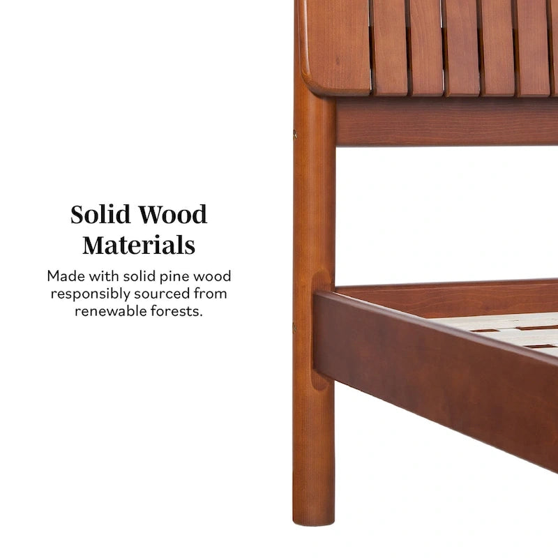 Slatted Headboard Modern King Platform Bed Frame - Wood Slat Support, No Box Spring Needed