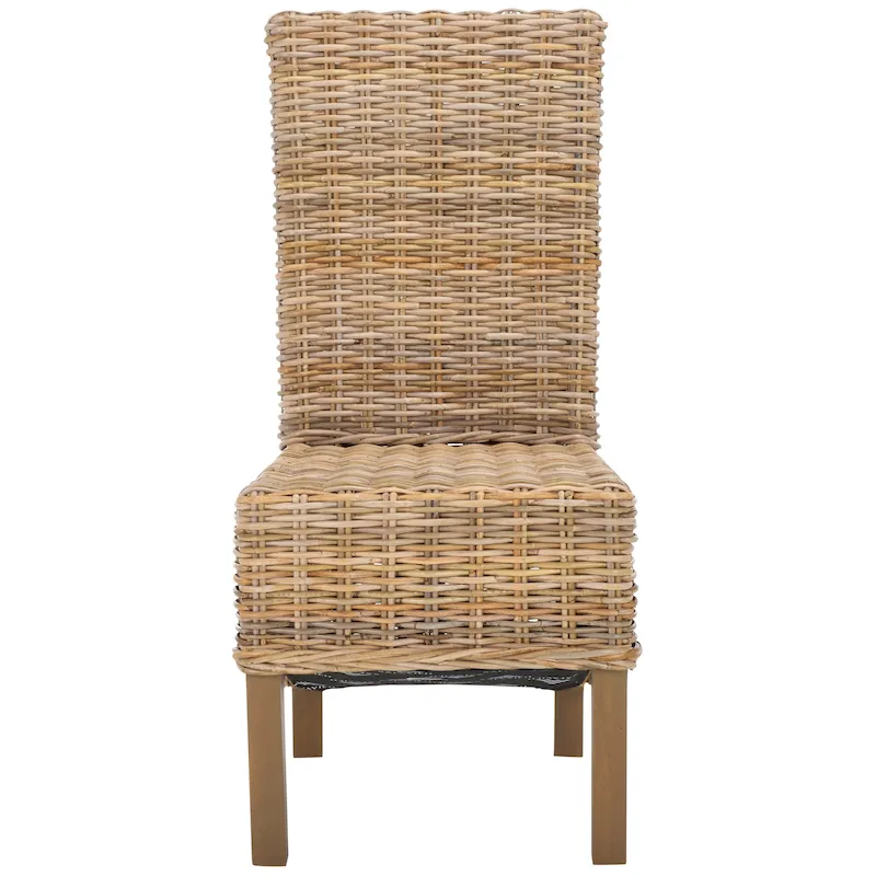 Set of 2 Natural Wicker Dining Chairs 19W x 22D x 41H, Boho Coastal Style