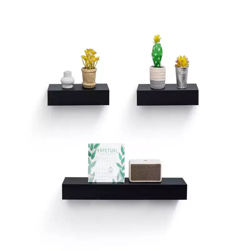 Floating Shelves Wall Mounted Wood Storage with Invisible Brackets for Bathroom Bedroom Living Room Kitchen, Multicolor