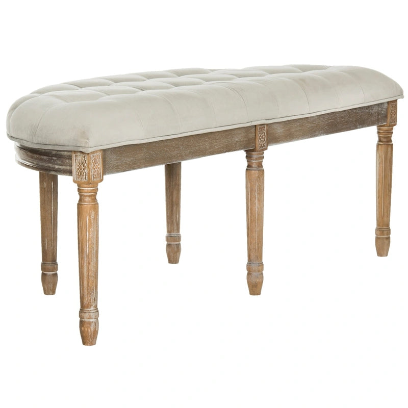 Rustic Semi-Circle Upholstered Bench with Wood Legs