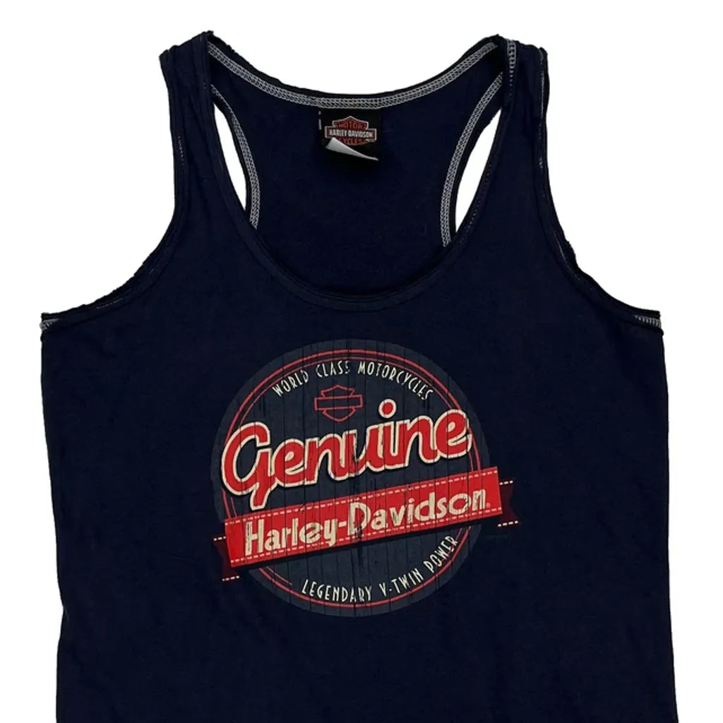 Women's Navy Cotton Sleeveless Vest Regular Fit Round Neck Small