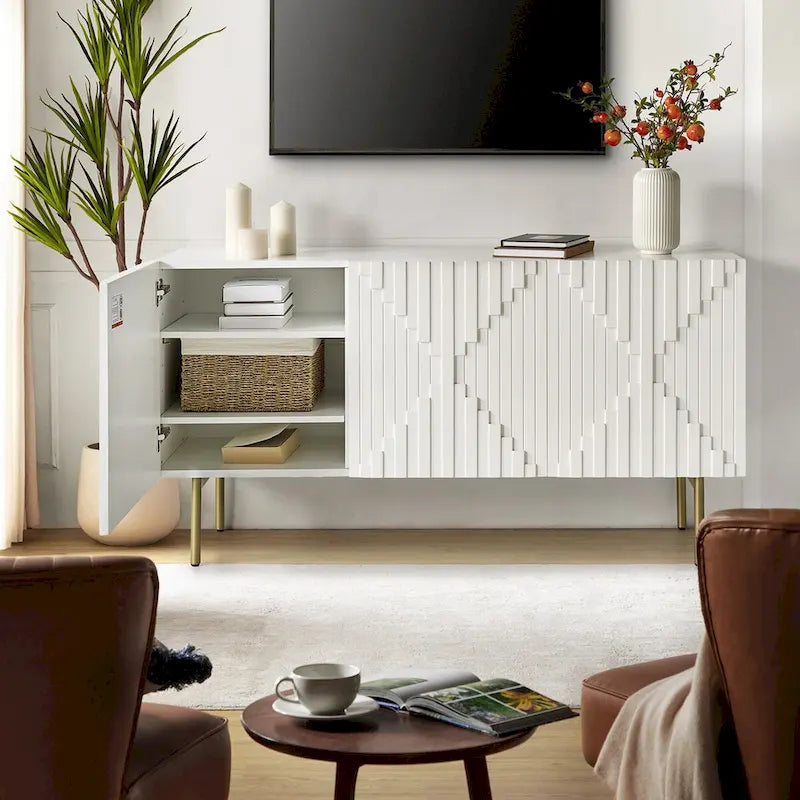 Modern 58 Wide Sideboard with Cable Management & Adjustable Feet