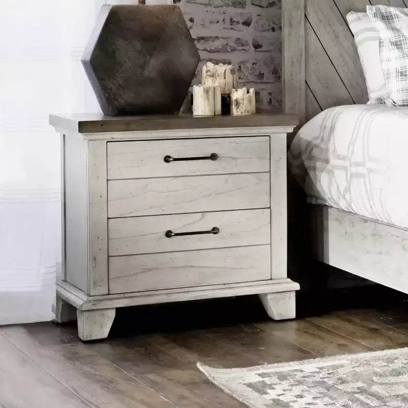 Bear Creek 2 Drawer Nightstand Rustic Ivory/Honey - Steve Silver Co.