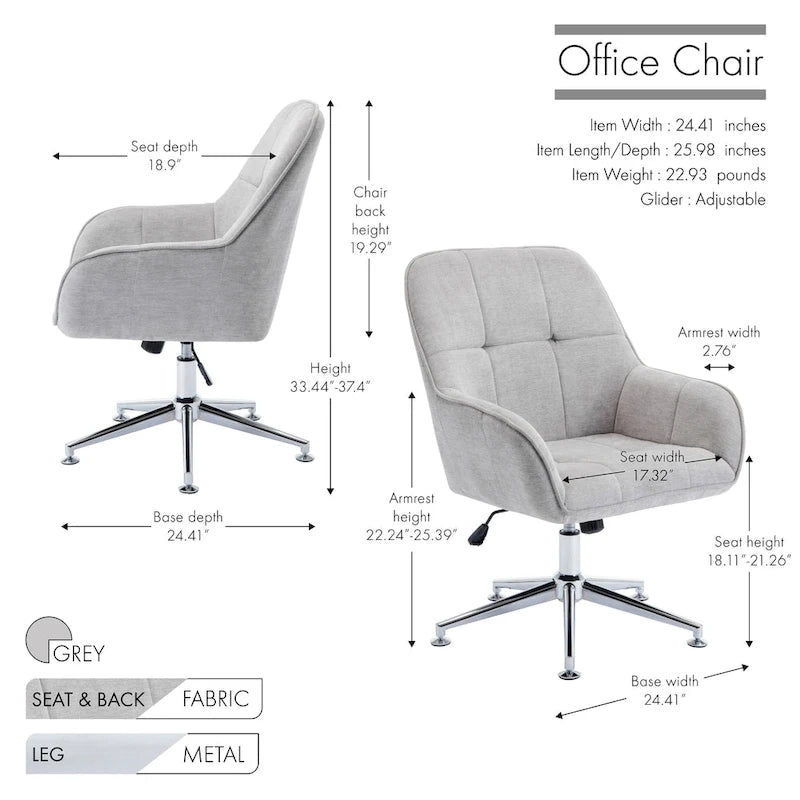 Home Office Chair with Arms, Height Adjustable