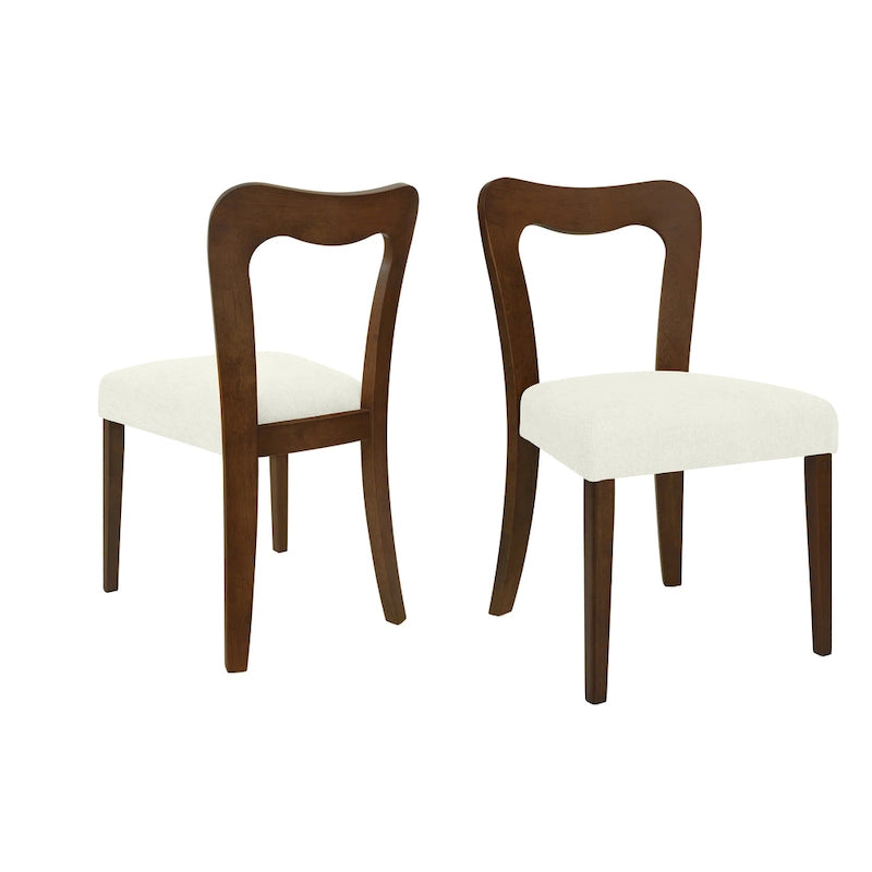 Modern Upholstered Dining Chair Set of 2 with Open-Back Design