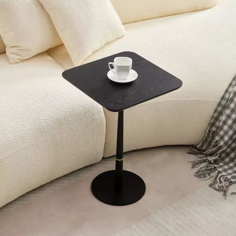 VIYET 24 Square End Table - Black MDF, Metal Legs, Gold Accents,Multi-Functional Desk for Living Room/Lounge Area